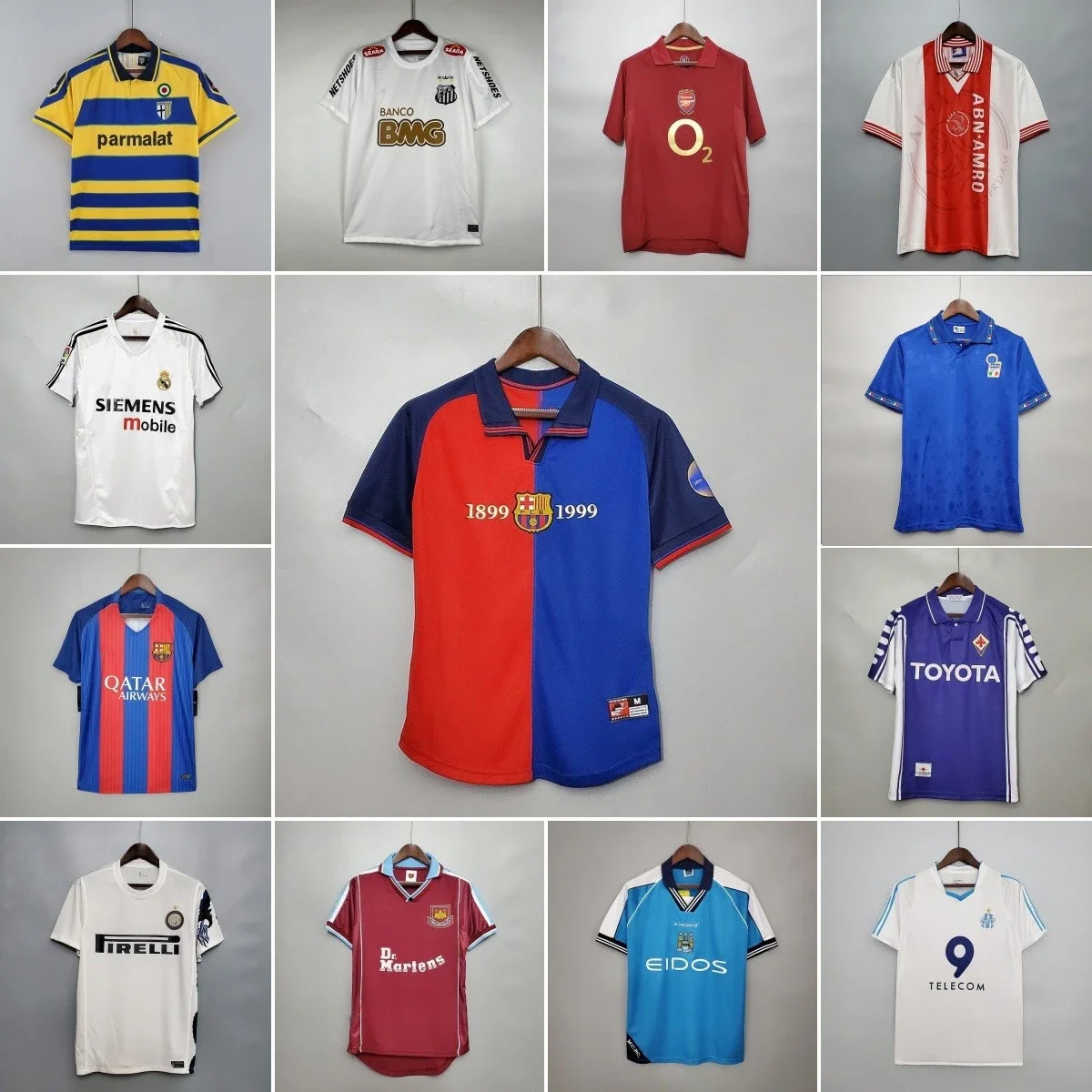Retro short-sleeved football jerseys Real Madrid, Barcelona, ​​Florence, Arsenal, Manchester City, I