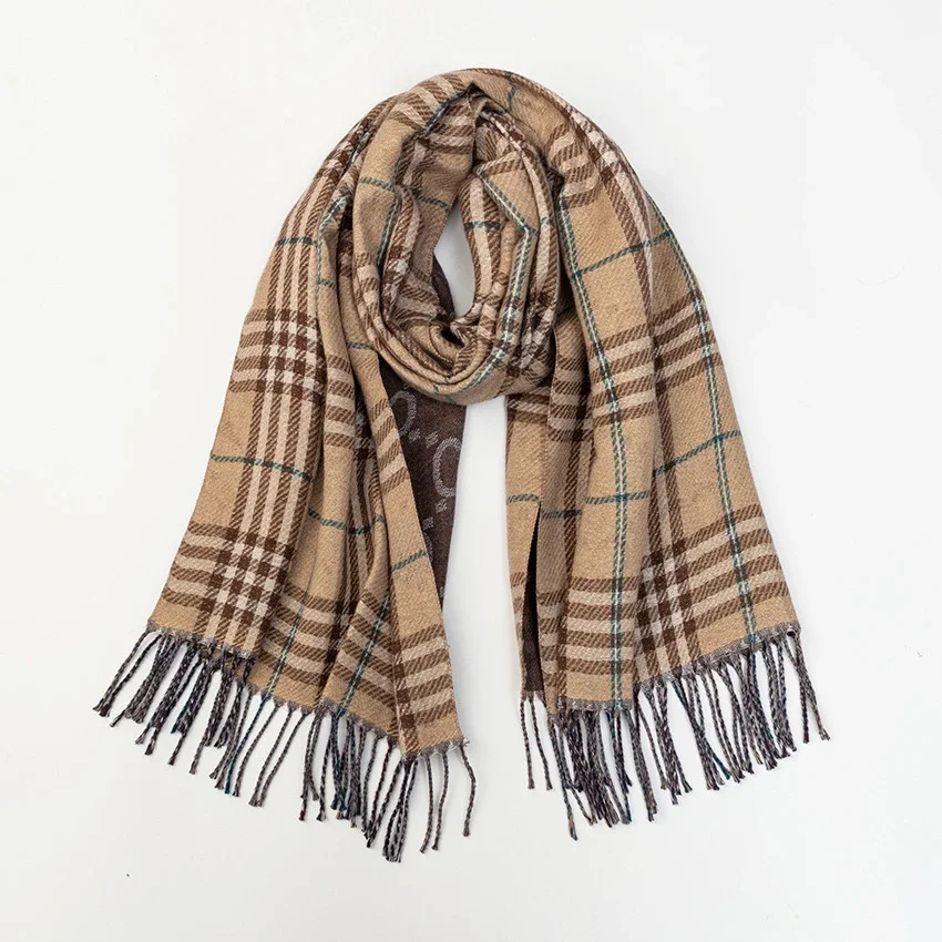 Letter CC jacquard new autumn and winter plaid double-sided warm imitation cashmere