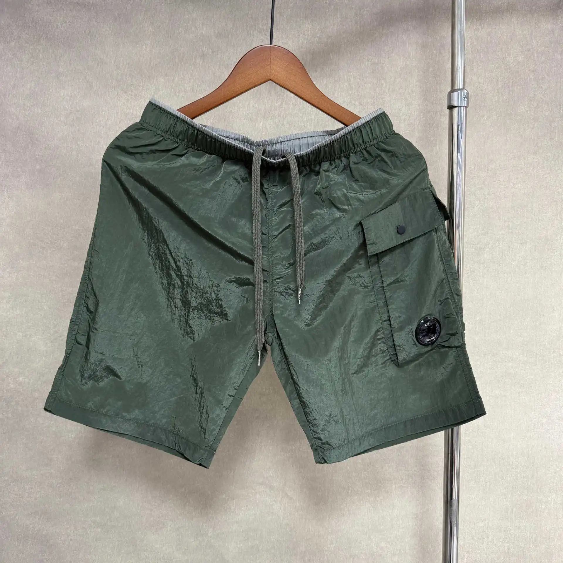 CP cross-border COMPANY sleeves zipper button decoration loose workwear sports short-sleeved shorts suit