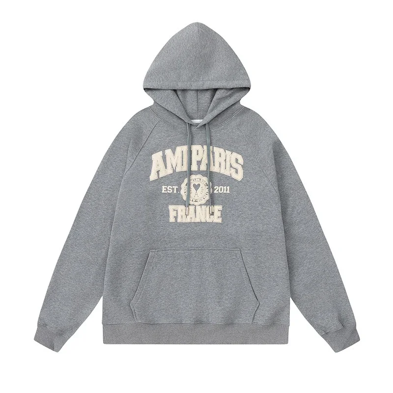Letter love foam printed hooded sweatshirt for men and women round neck pullover sweatshirt