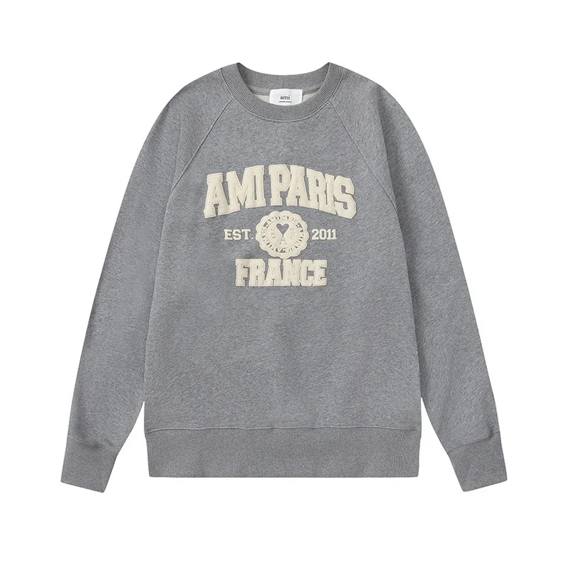 Letter love foam printed hooded sweatshirt for men and women round neck pullover sweatshirt