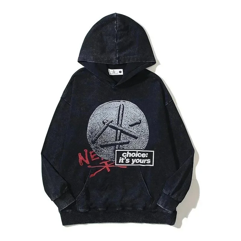 Warm up autumn clothing European and American trendy brand TRAVIS SCOTT IL JOKER HOODIE men's and women's same style washed retro distressed pure cotton terry thin autumn and winter new hood