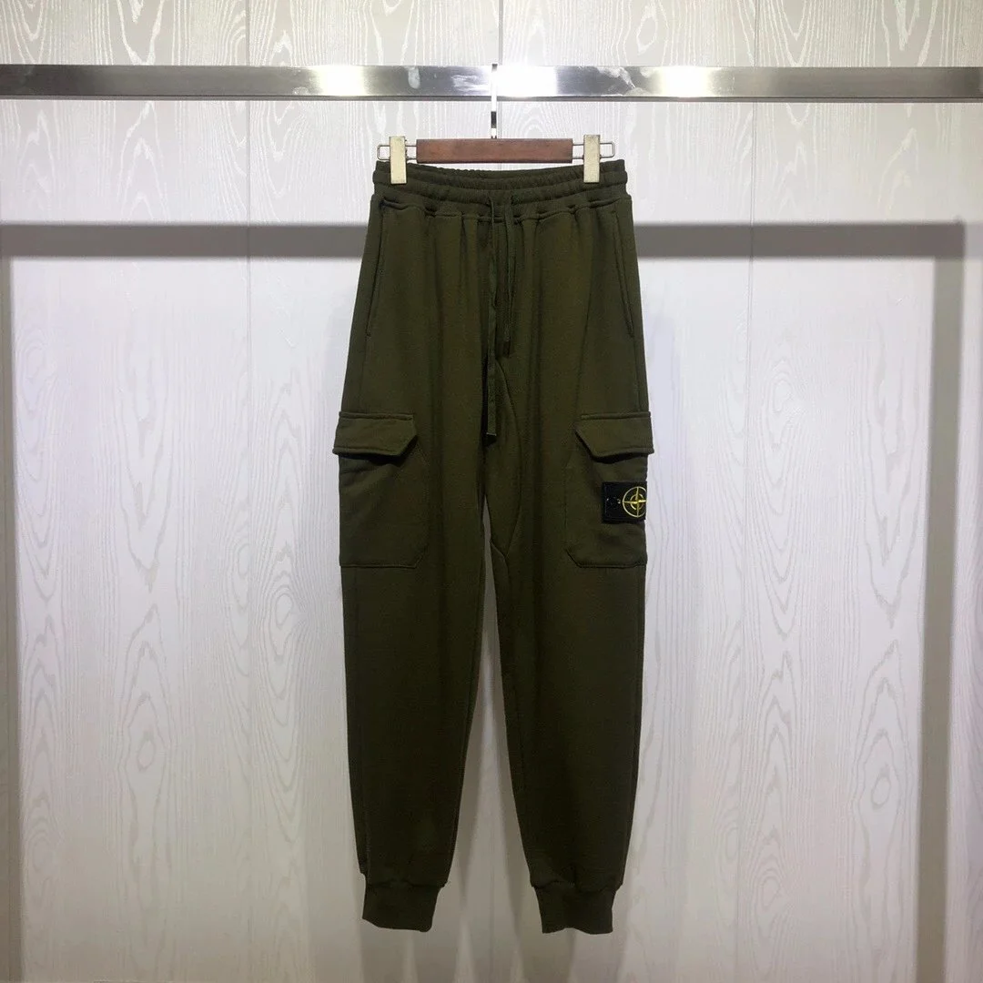 Cross-border Sto*ne Island Stone Island 2024fw men's tapered cotton sweatpants autumn and winter overalls sweatpants black