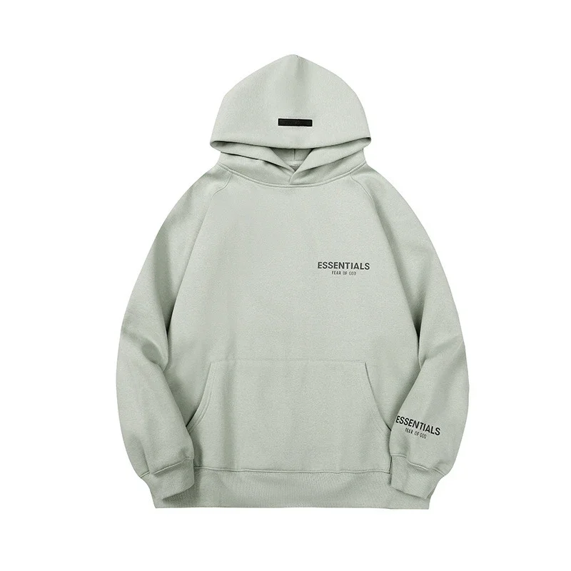 New FEAR OF GOD ESSENTIALS flocked letter men and women casual loose plus velvet hooded sweatshirt trendy