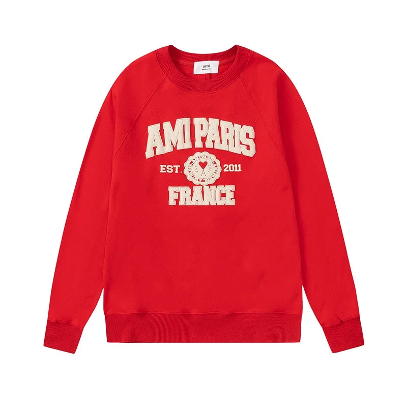 Letter love foam printed hooded sweatshirt for men and women round neck pullover sweatshirt