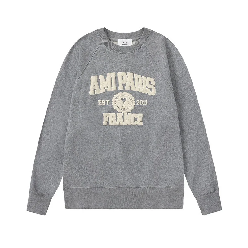 Letter love foam printed hooded sweatshirt for men and women round neck pullover sweatshirt