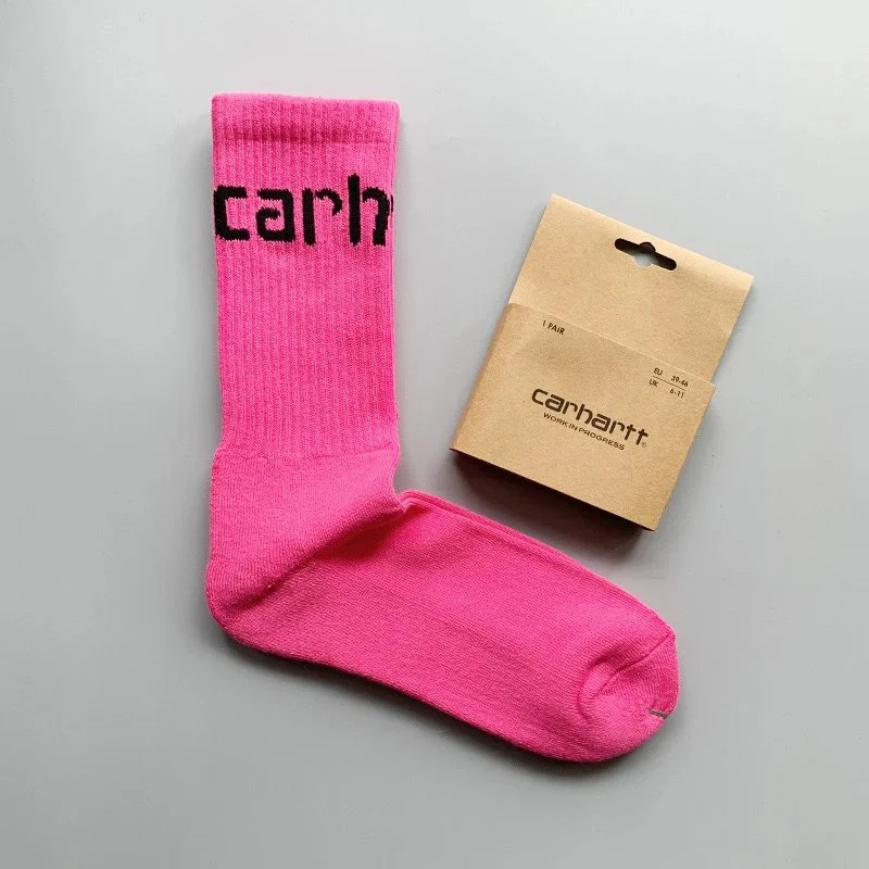 Carhartt men's and women's European and American fashion brand towel bottom gold label embroidery simple workwear style skateboard sports socks