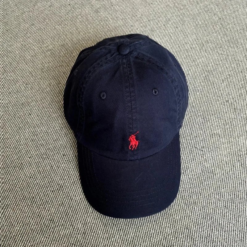 Polo Ralph Lauren Hats Embroidered Pony Baseball Cap — Navy blue with a red label