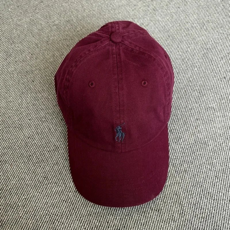 Polo Ralph Lauren Hats Embroidered Pony Baseball Cap — Dark burgundy with a dark blue label