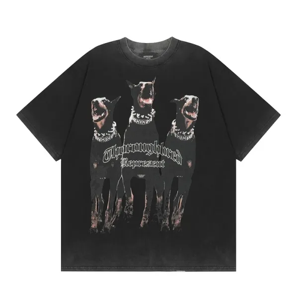 Thoroughbred Represent Graphic Print Black Oversized T-Shirt - 1
