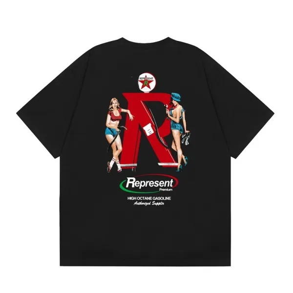 Represent Premium R Logo Pin-up Graphic T-Shirt Black - 1