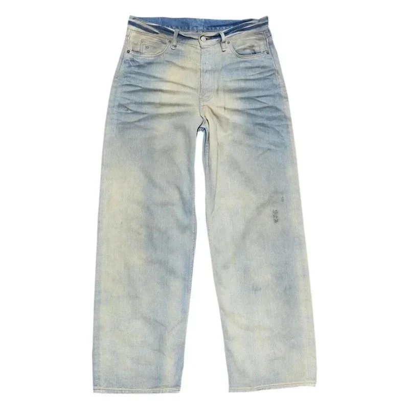 AC hand-painted splash-ink frayed washed distressed wide-leg jeans product image