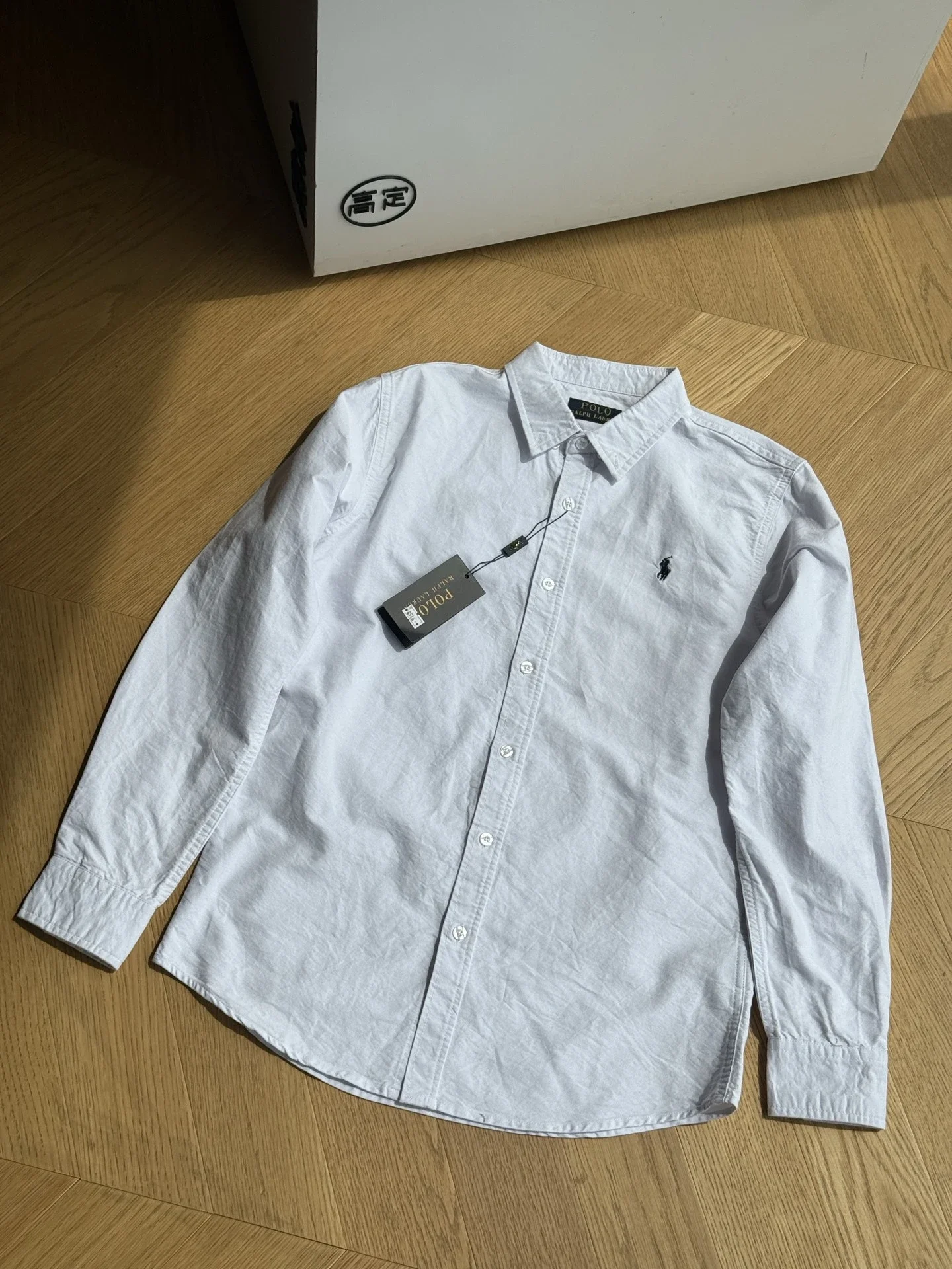 RL Pony Embroidered Cotton Oxford Solid Color Shirt Long Sleeve Lapel Shirt