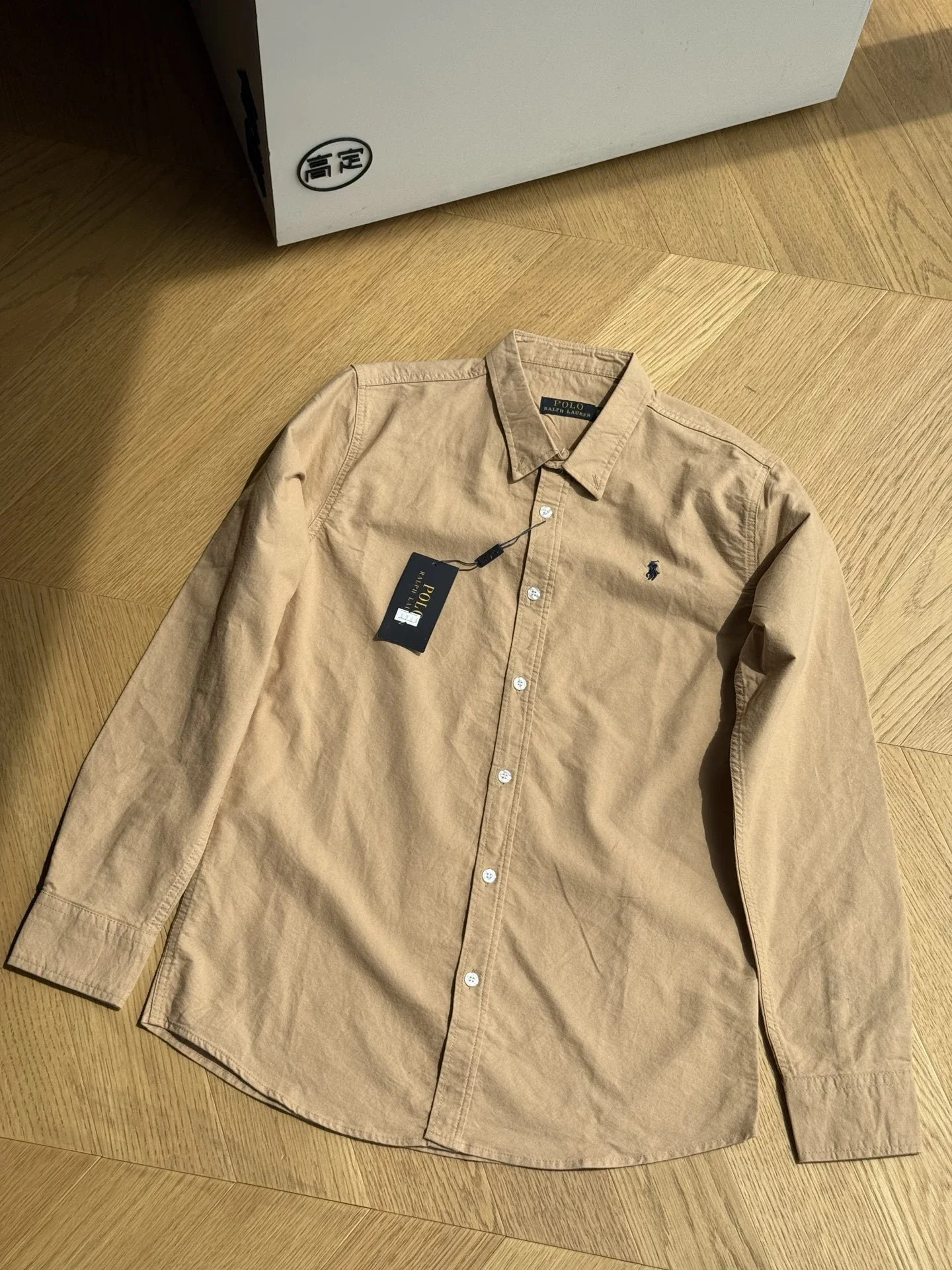 RL Pony Embroidered Cotton Oxford Solid Color Shirt Long Sleeve Lapel Shirt
