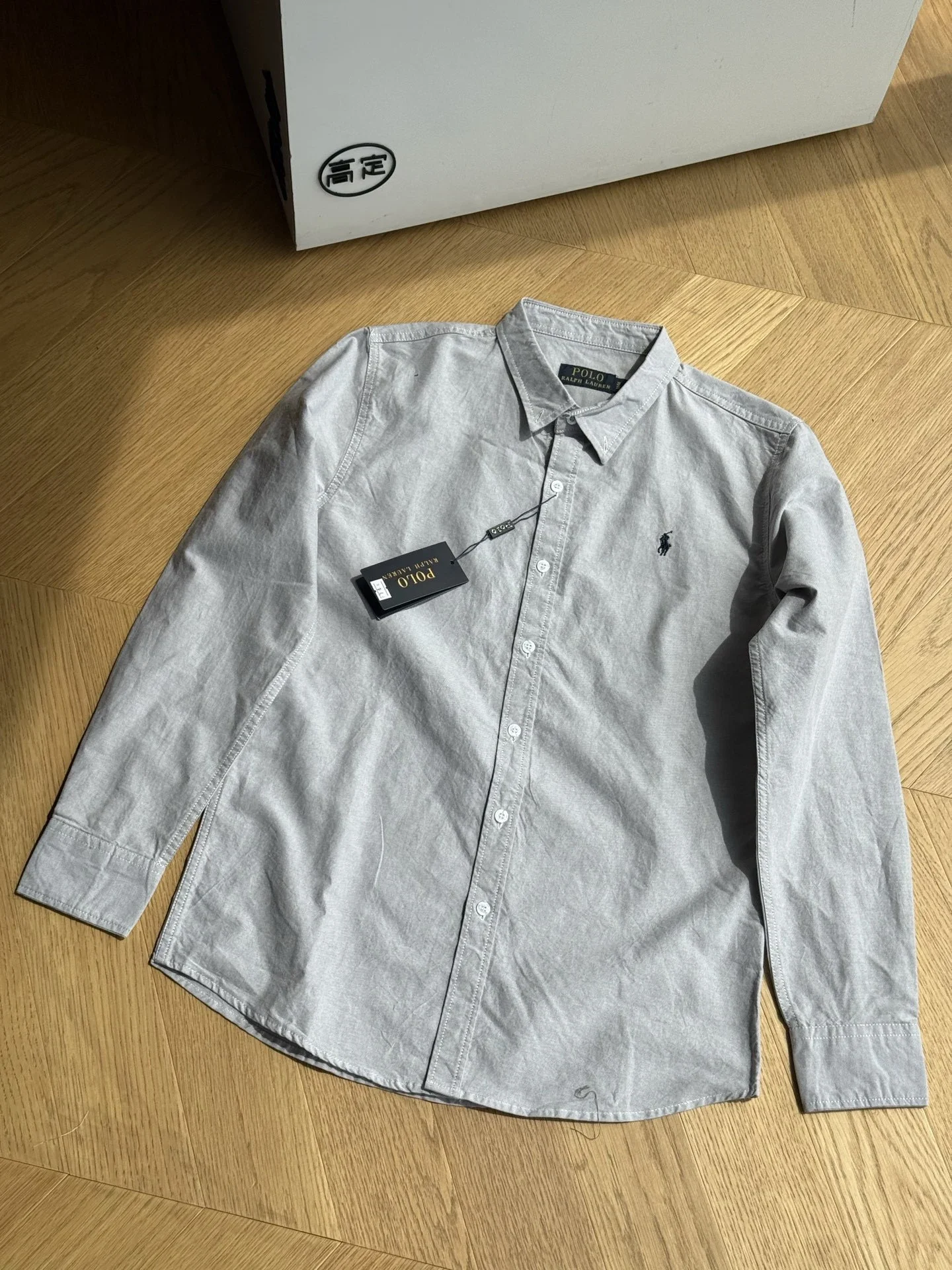RL Pony Embroidered Cotton Oxford Solid Color Shirt Long Sleeve Lapel Shirt