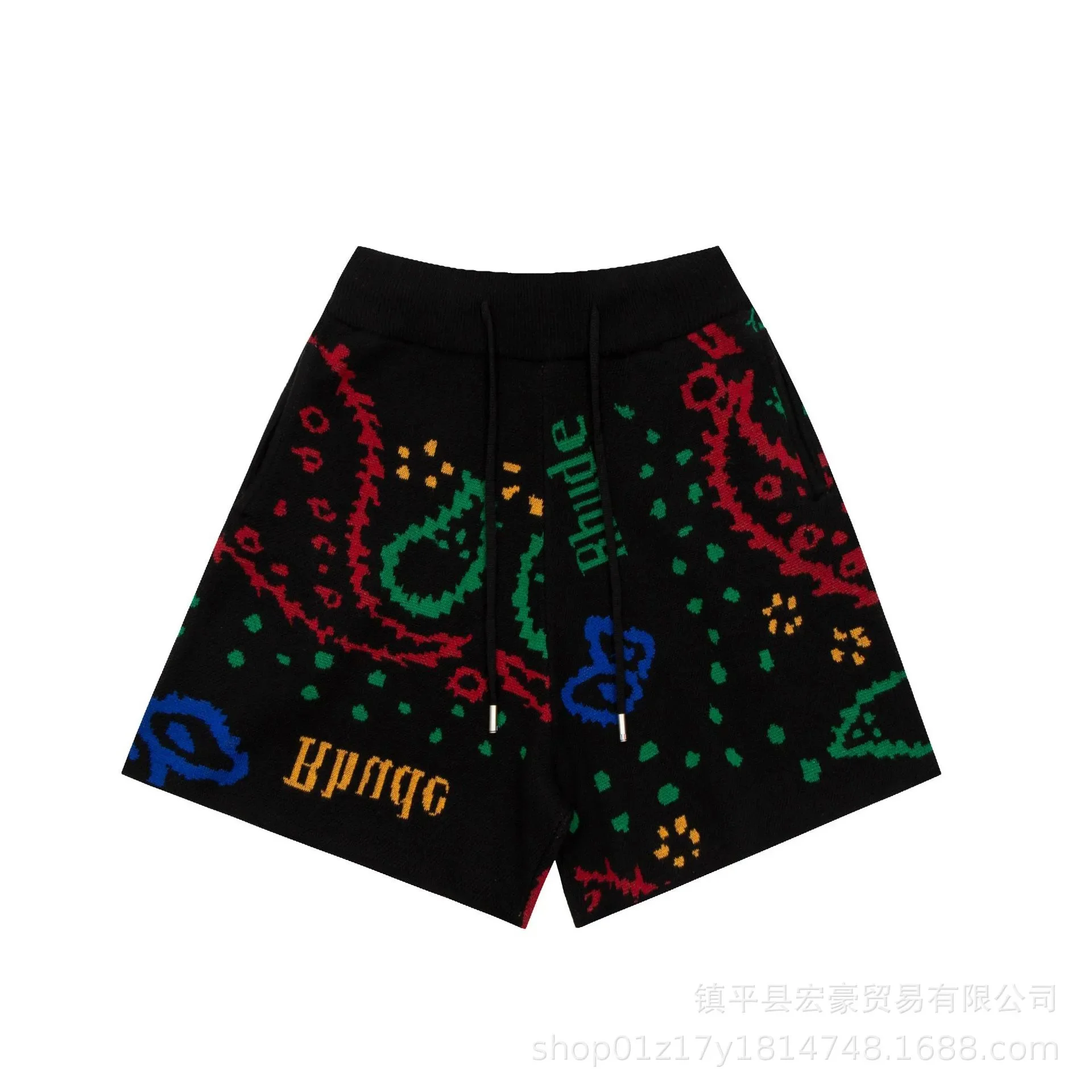 Jacquard Cashew Flower Letter Fashion Casual Unisex Sweater Knitted Shorts product image