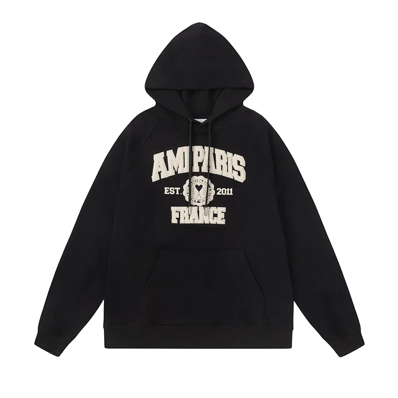 Letter love foam printed hooded sweatshirt for men and women round neck pullover sweatshirt