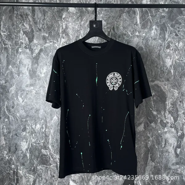 Chrome Hearts Splatter Print Black T-Shirt - 1