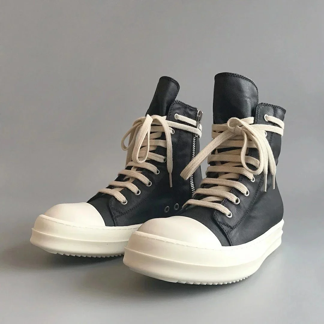 RICK OWENS RO double line DRKSHDW old wax cloth high top large Converse