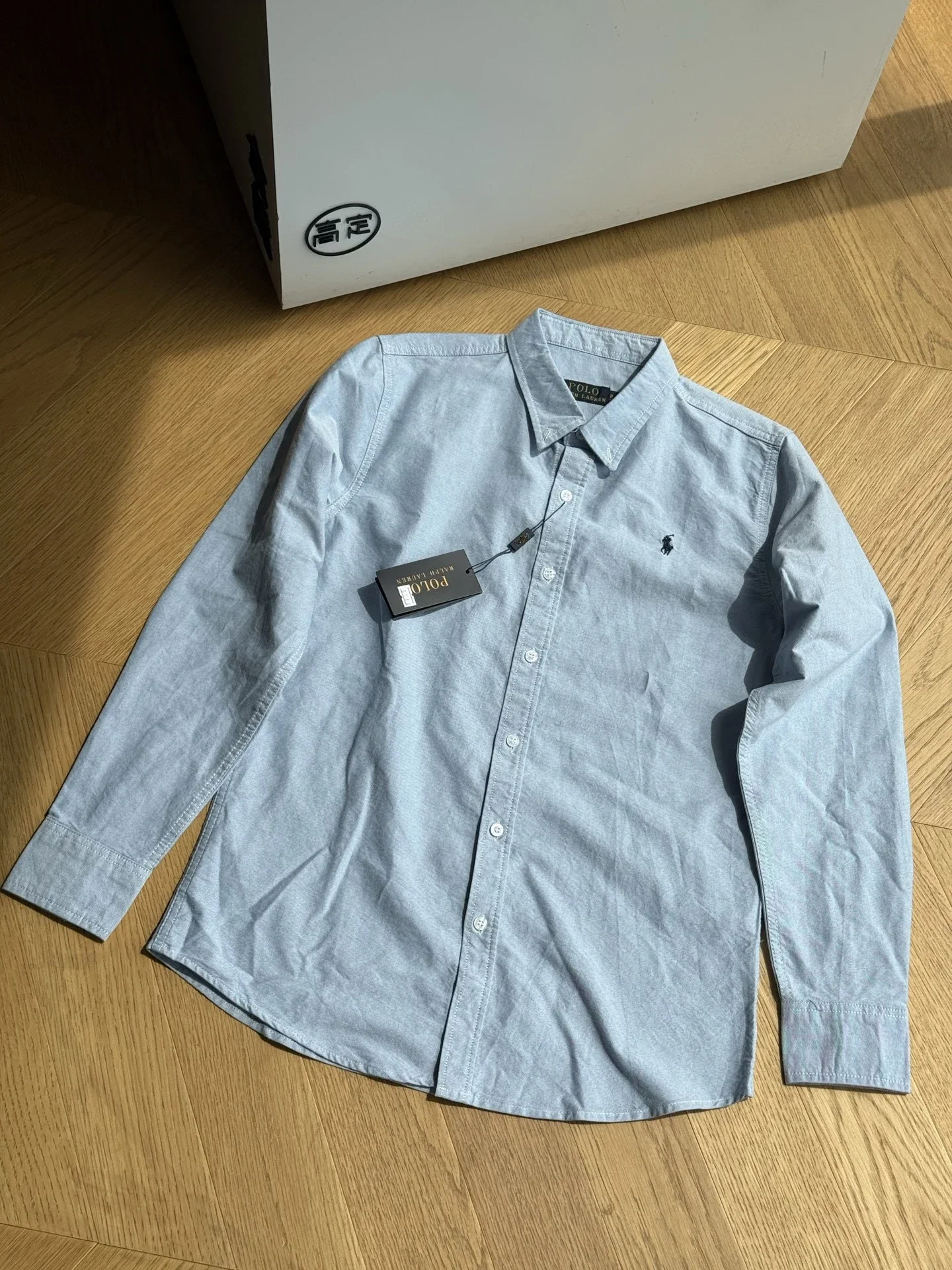 RL Pony Embroidered Cotton Oxford Solid Color Shirt Long Sleeve Lapel Shirt