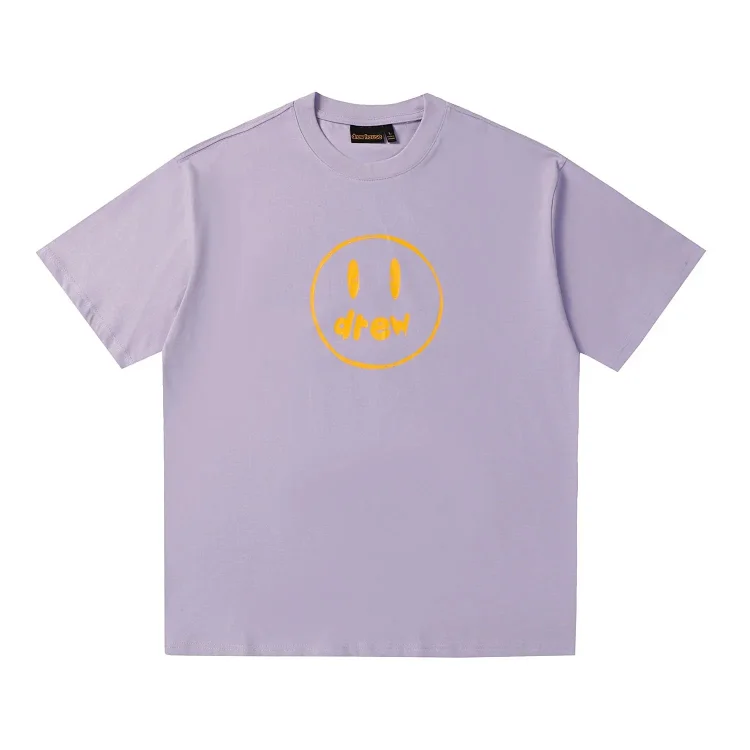 DREW HUOSE Summer classic Justin Bieber matching smiley face pattern round neck versatile T-shirt for couples(pic12) DREW HUOSE Summer classic Justin Bieber matching smiley face pattern round neck versatile T-shirt for couples