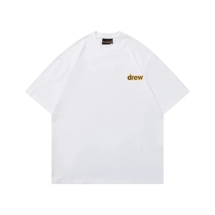 DREW HUOSE Summer classic Justin Bieber matching smiley face pattern round neck versatile T-shirt for couples(pic27) DREW HUOSE Summer classic Justin Bieber matching smiley face pattern round neck versatile T-shirt for couples