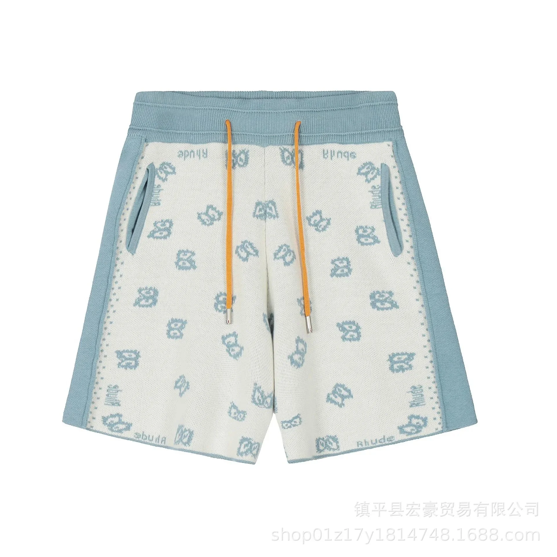 Jacquard Cashew Flower Letter Fashion Casual Unisex Sweater Knitted Shorts product image