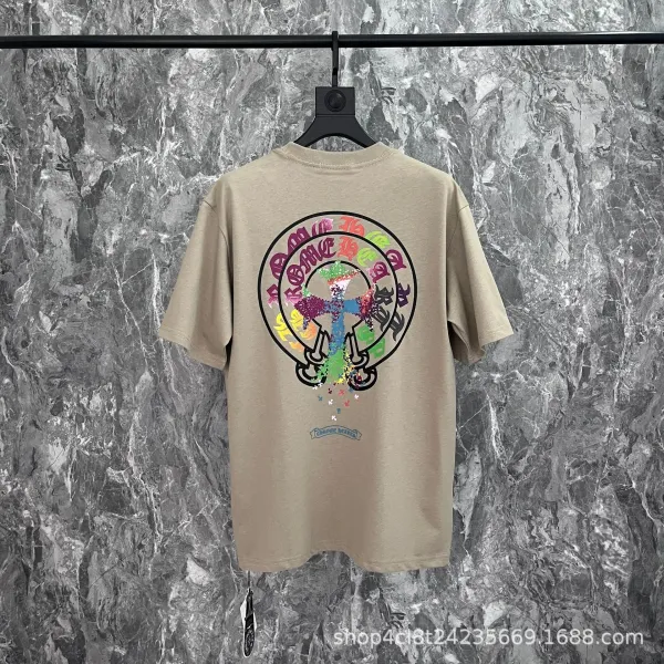 Chrome Hearts x Multicolor Cross Logo Beige T-Shirt - 1