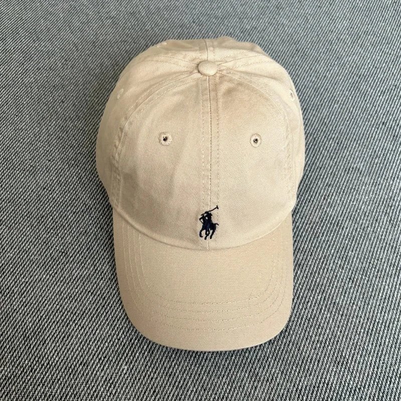 Polo Ralph Lauren Hats Embroidered Pony Baseball Cap — Light khaki with a dark blue label