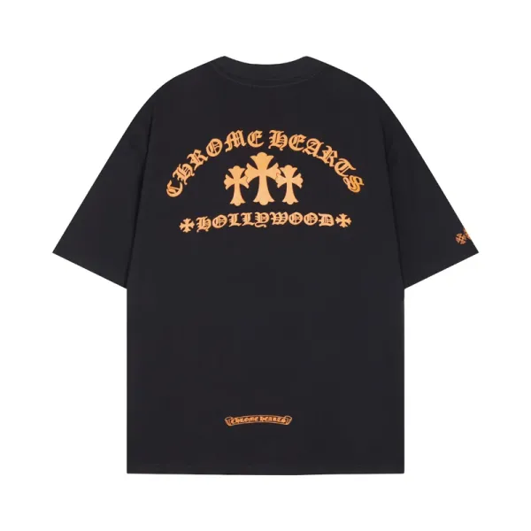 Chrome Hearts Hollywood Orange Print Black T-Shirt - 1