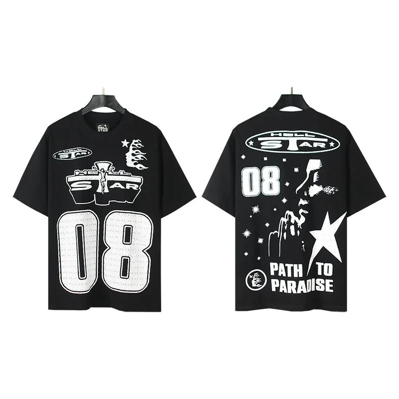 2024 summer new American trendy brand men's and women's couple wear large size loose washed short-sleeved T-shirt teenagers tee