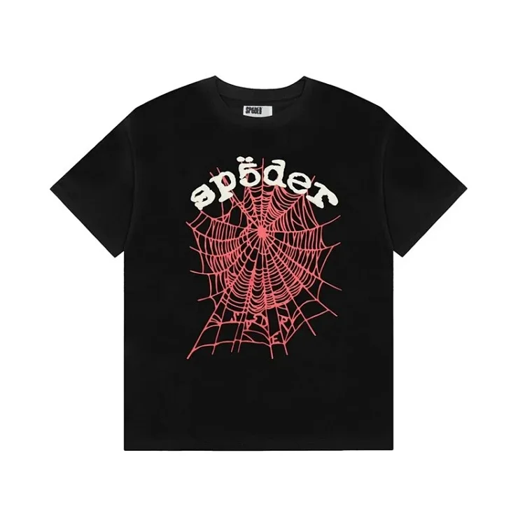 Spider web print summer loose and trendy short-sleeved T-shirt for men and women couples(pic20) Spider web print summer loose and trendy short-sleeved T-shirt for men and women couples