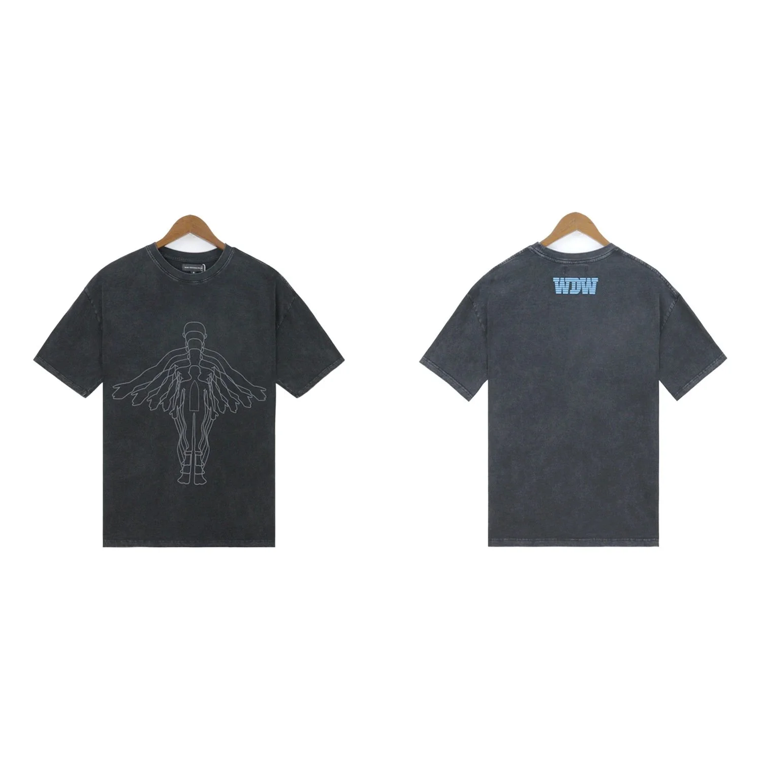 Washed printed loose men's short-sleeved t-shirt American top