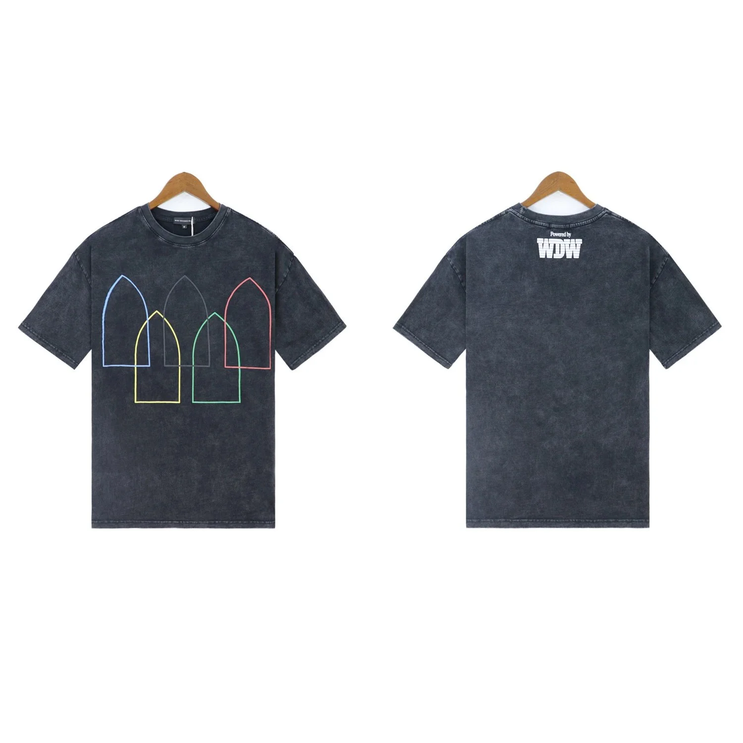 Washed printed loose men's short-sleeved t-shirt American top