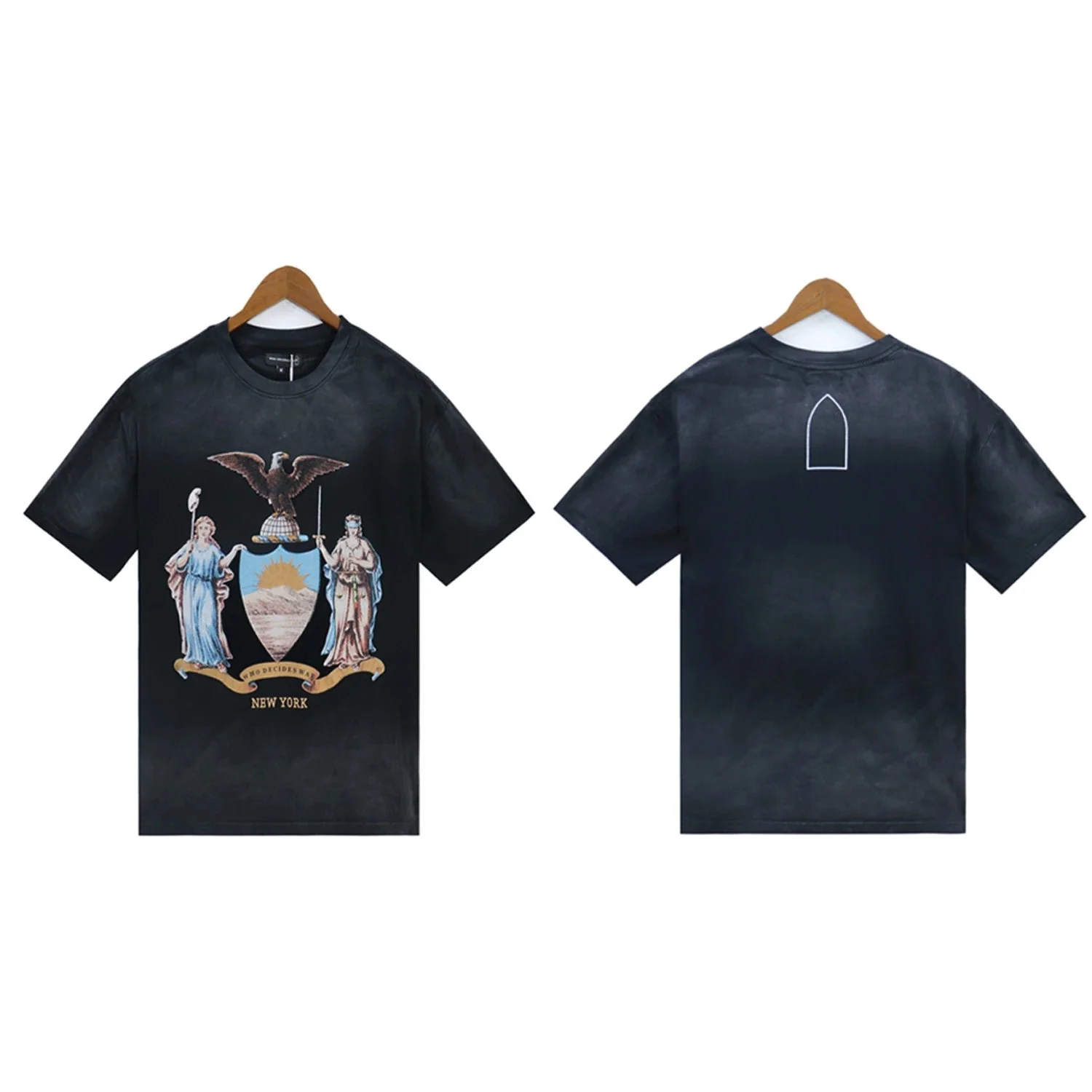 Washed printed loose men's short-sleeved t-shirt American top
