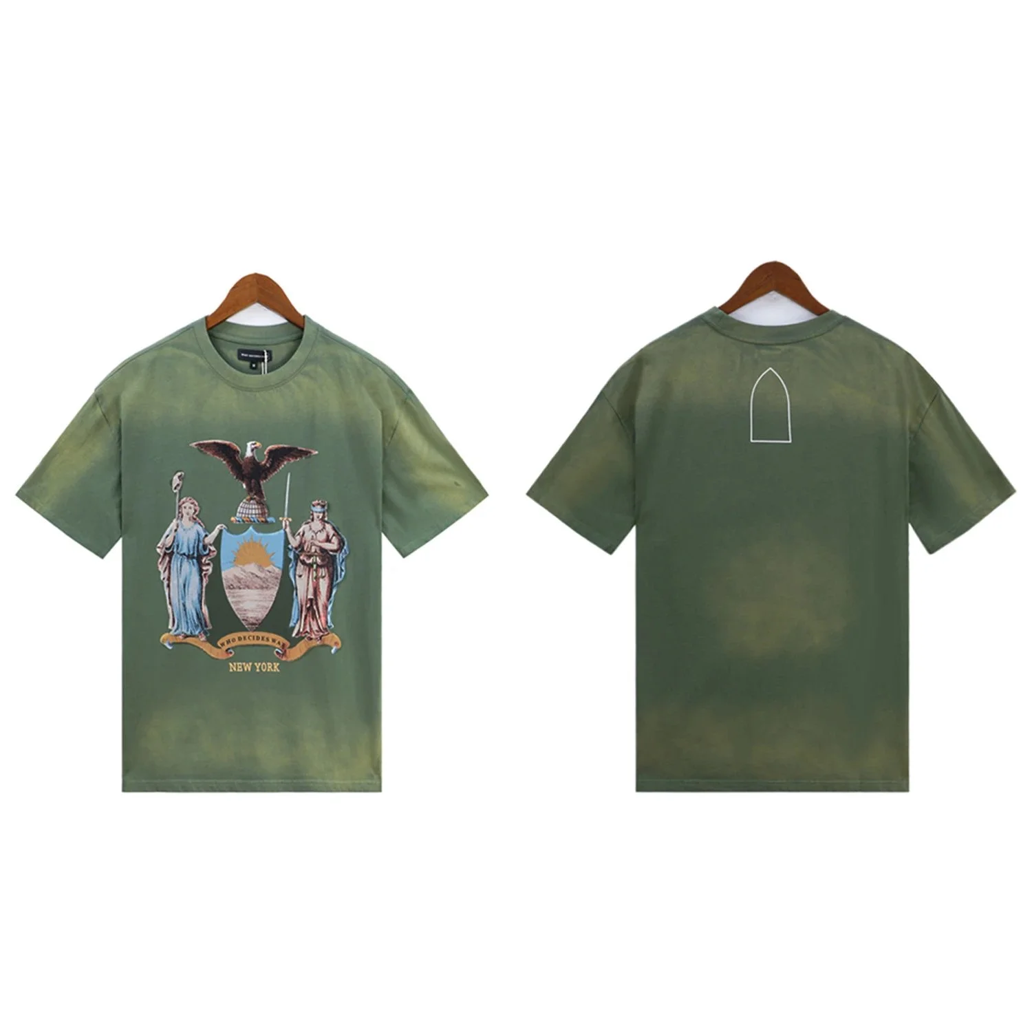 Washed printed loose men's short-sleeved t-shirt American top