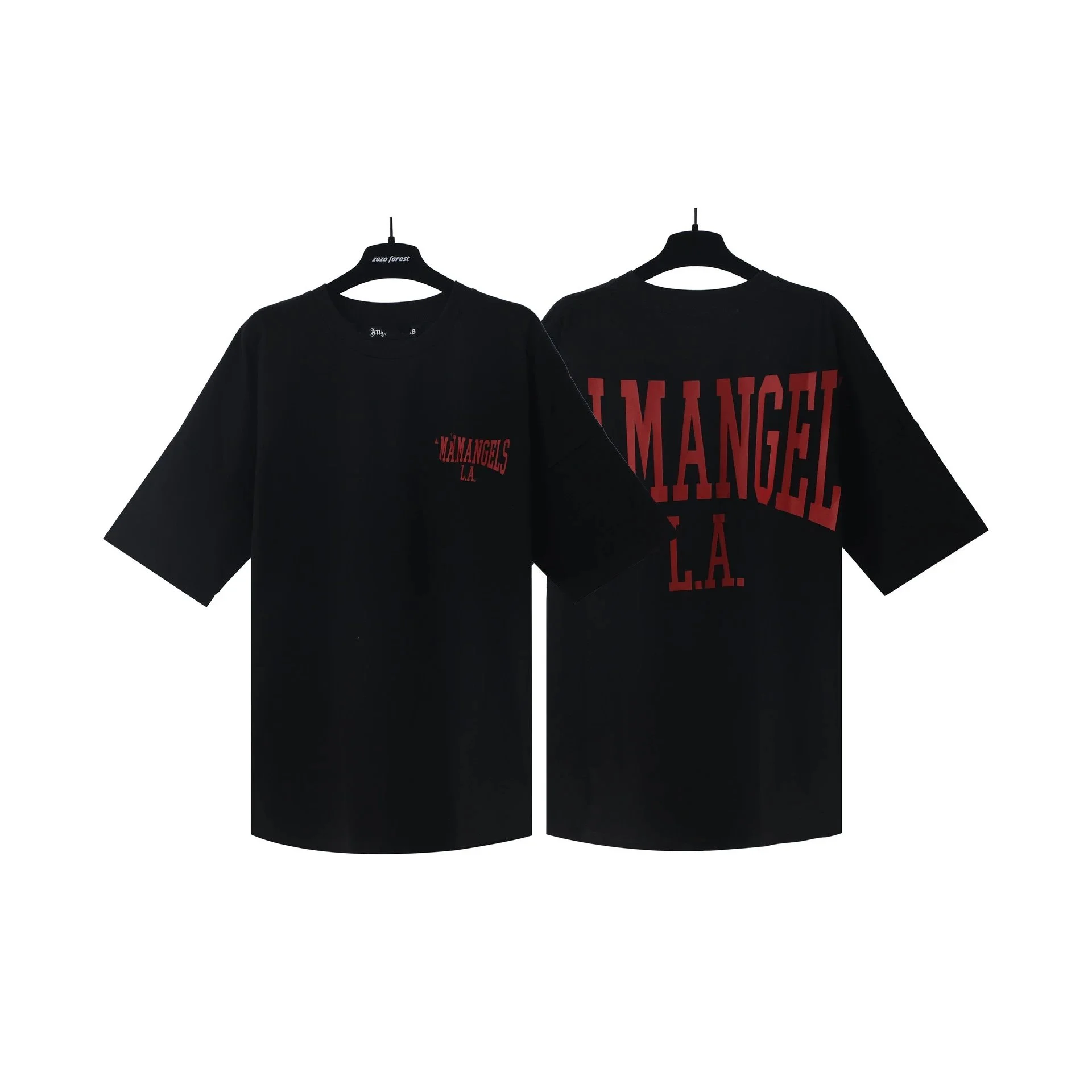 PA palm letter print round neck short-sleeved loose T-shirt