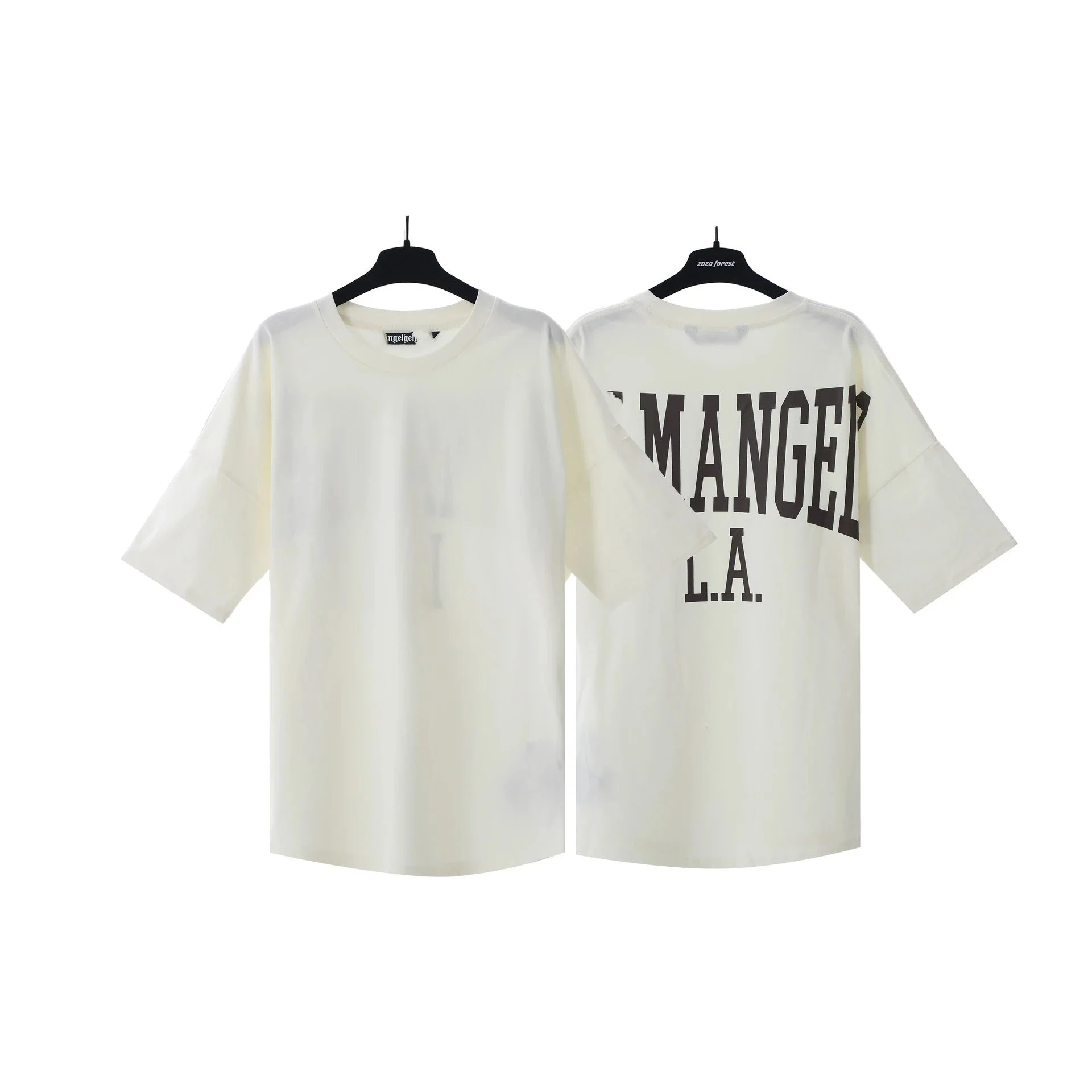 PA palm letter print round neck short-sleeved loose T-shirt