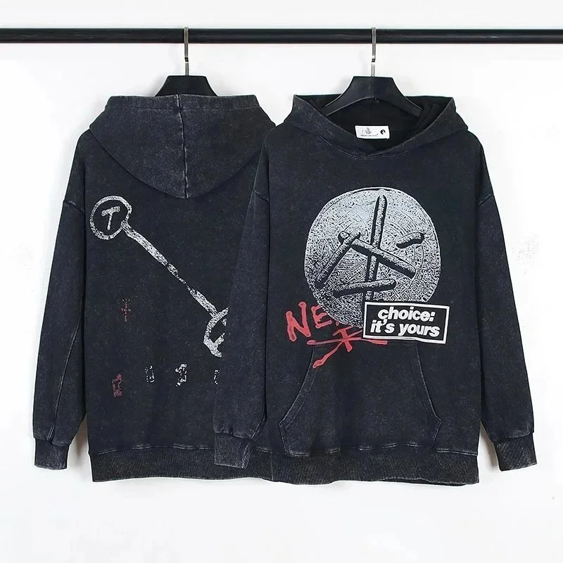 Warm up autumn clothing European and American trendy brand TRAVIS SCOTT IL JOKER HOODIE men's and women's same style washed retro distressed pure cotton terry thin autumn and winter new hood