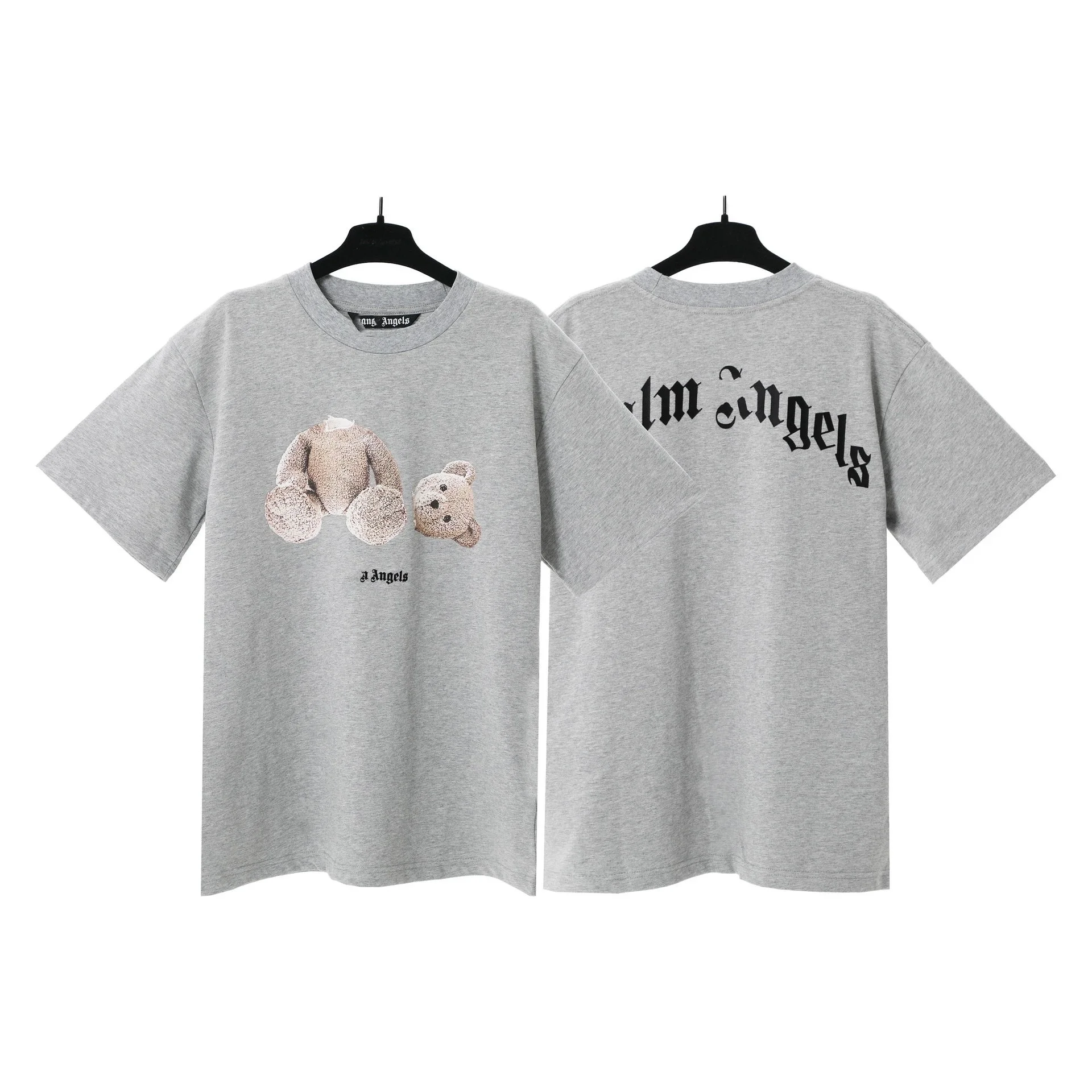 PA palm letter print round neck short-sleeved loose T-shirt