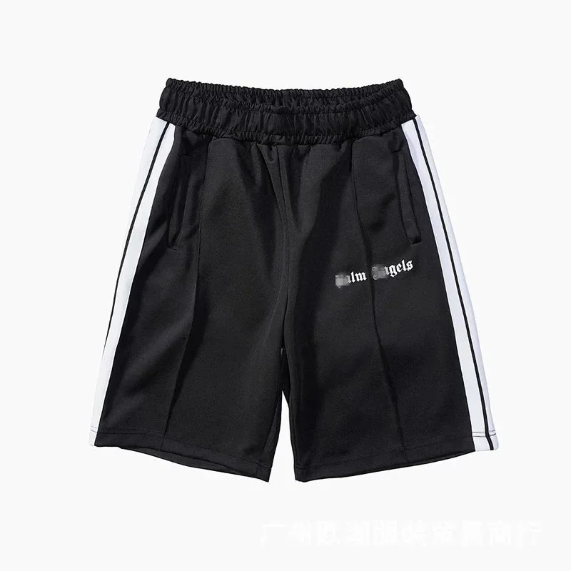 Casual side striped shorts elastic waist men's and women's sports quarter pants product image