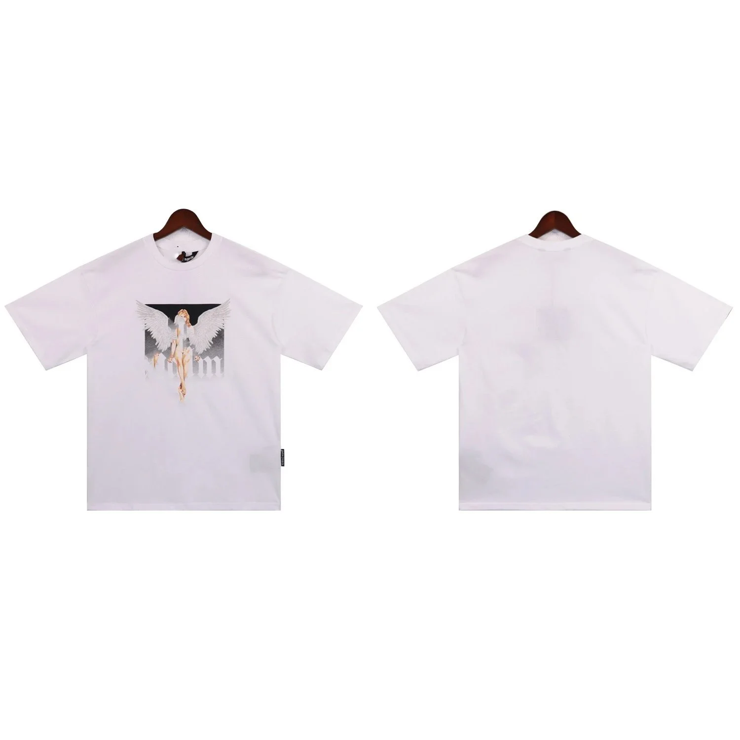 PA palm letter print round neck short-sleeved loose T-shirt
