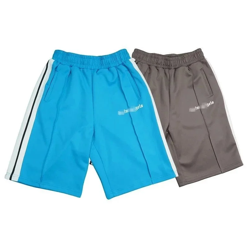 Casual side striped shorts elastic waist men's and women's sports quarter pants
