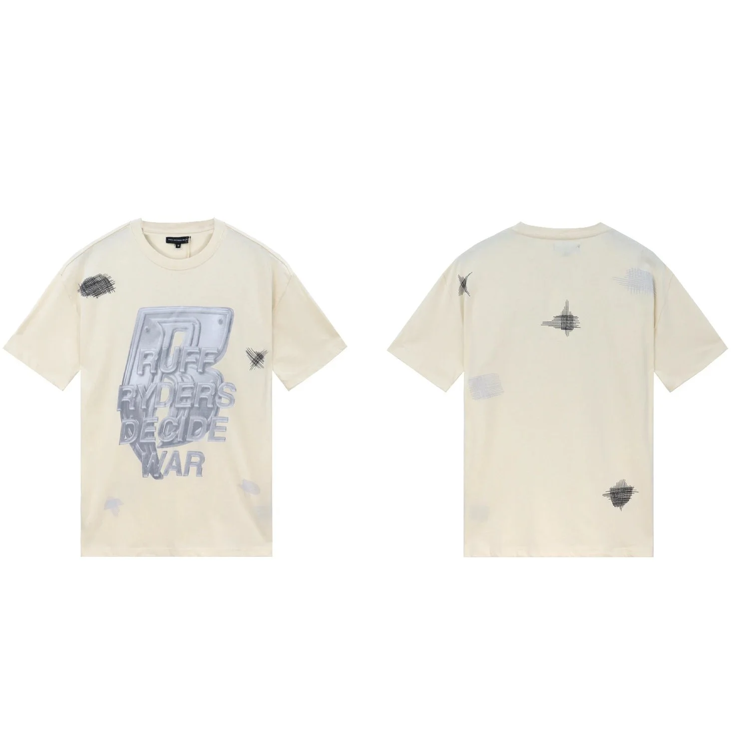 Washed printed loose men's short-sleeved t-shirt American top