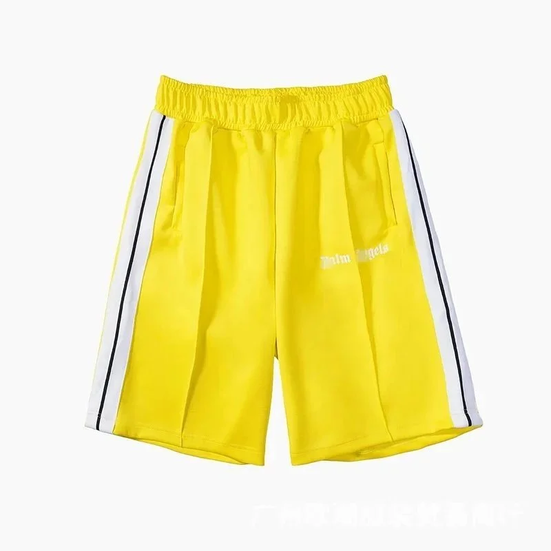 Casual side striped shorts elastic waist men's and women's sports quarter pants product image
