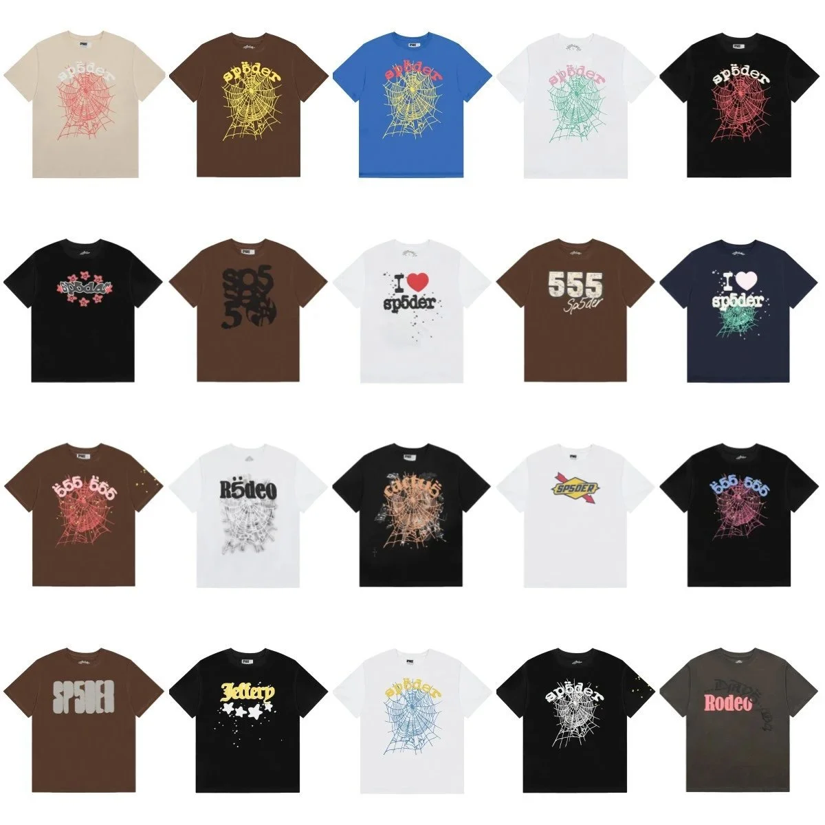 Spider web print summer loose and trendy short-sleeved T-shirt for men and women couples