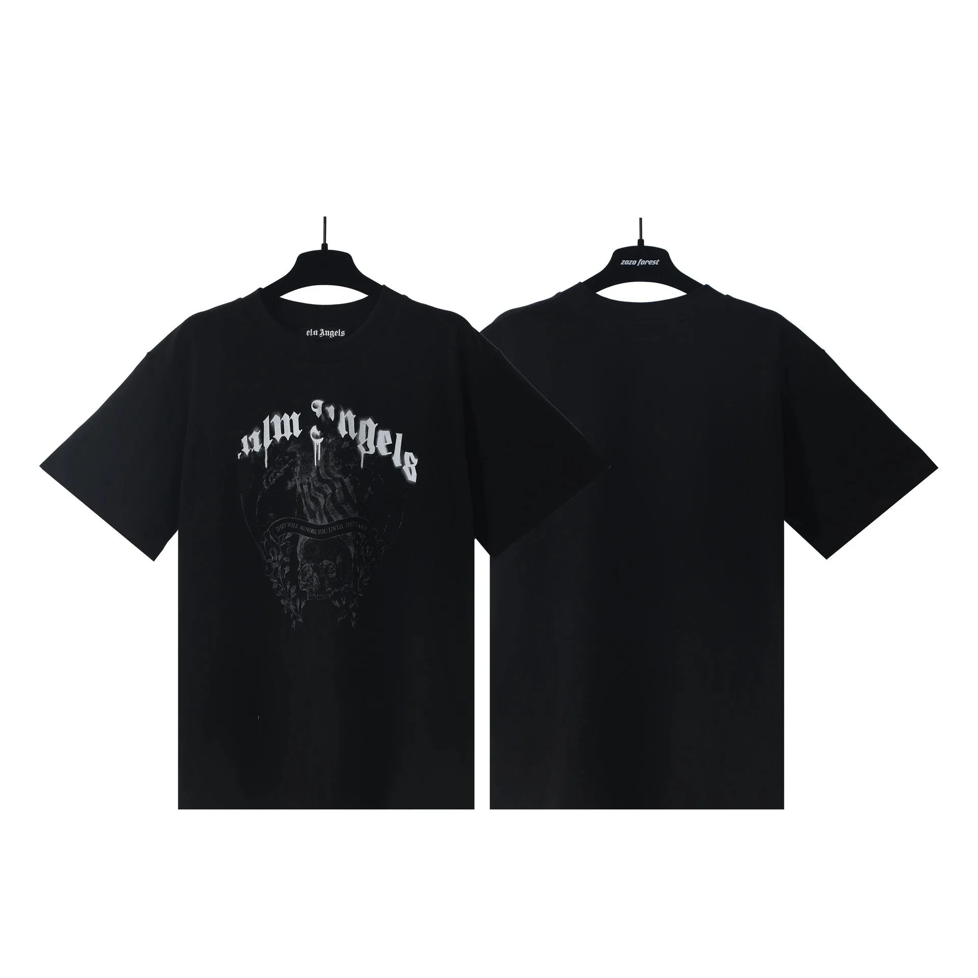 PA palm letter print round neck short-sleeved loose T-shirt