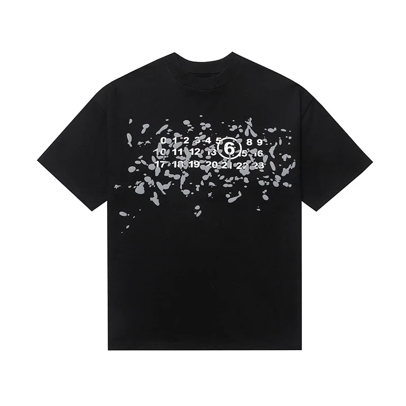 MM6 digital pattern round neck men's and women's trendy short-sleeved T-shirt series