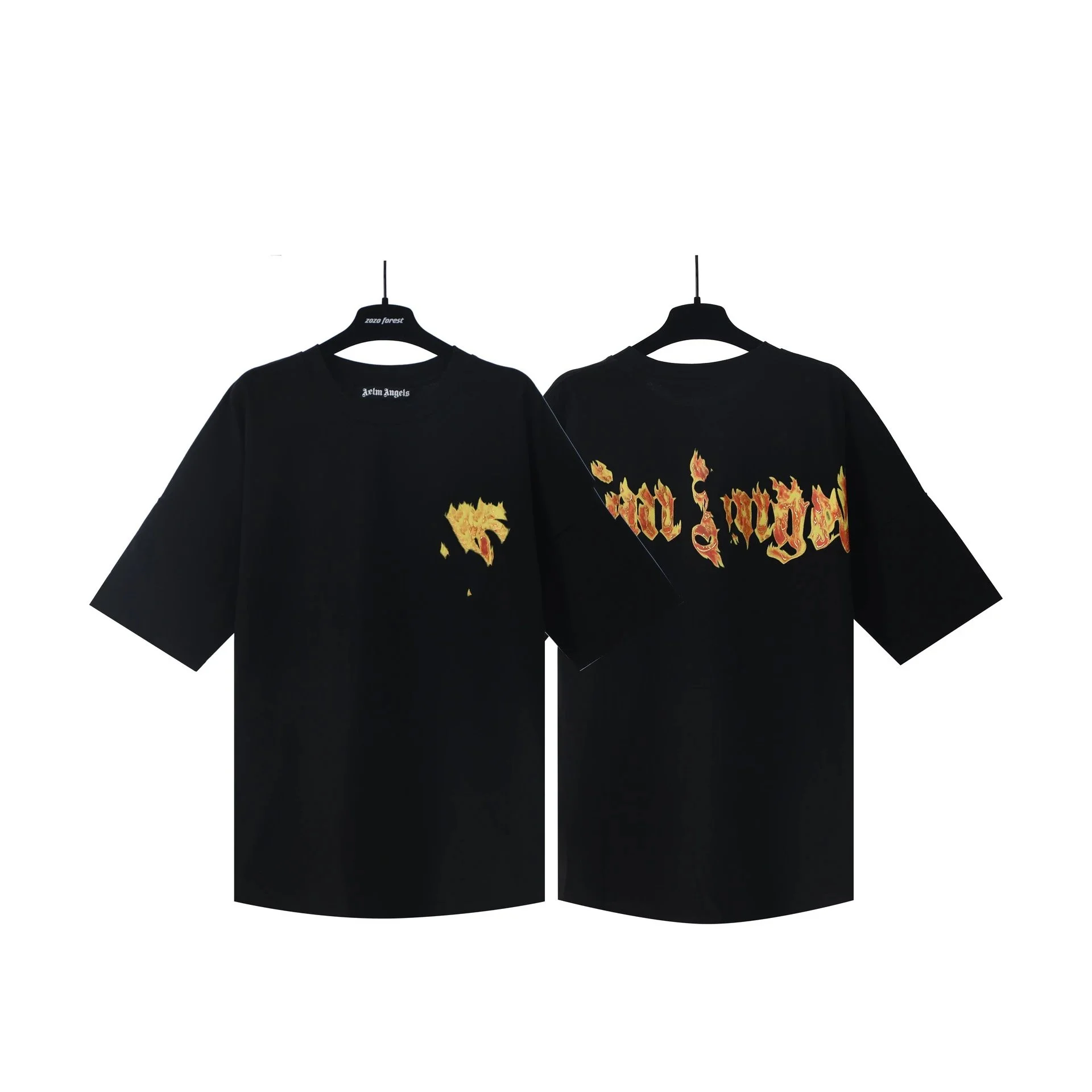 PA palm letter print round neck short-sleeved loose T-shirt