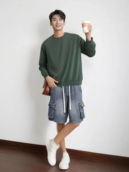 Design Utility Denim Shorts Blue - 2